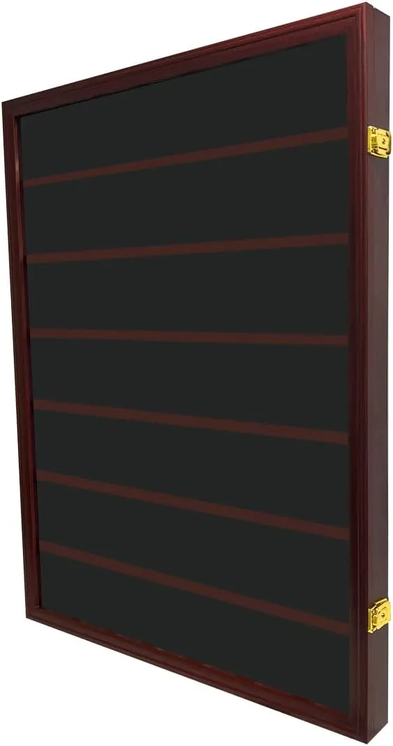 Wall-Mounted Walnut (7 Rows) NGC PCGS ICG Wooden Coin Slab Display Case Holder Frame Cabinet Storage for Coin Collection Medal Badges Sport Card Trading Card Collectibles Organization