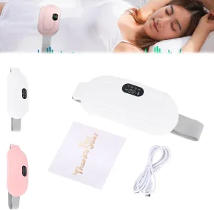 Warmher Smart Menstrual Heating Pad, Portable Cordless Electric Wearable Heated Pad Period Cramps Pink Cute Wireless Rechargeable Vibrating Heating Waist Belt Women Pain Relief(White,Bag)