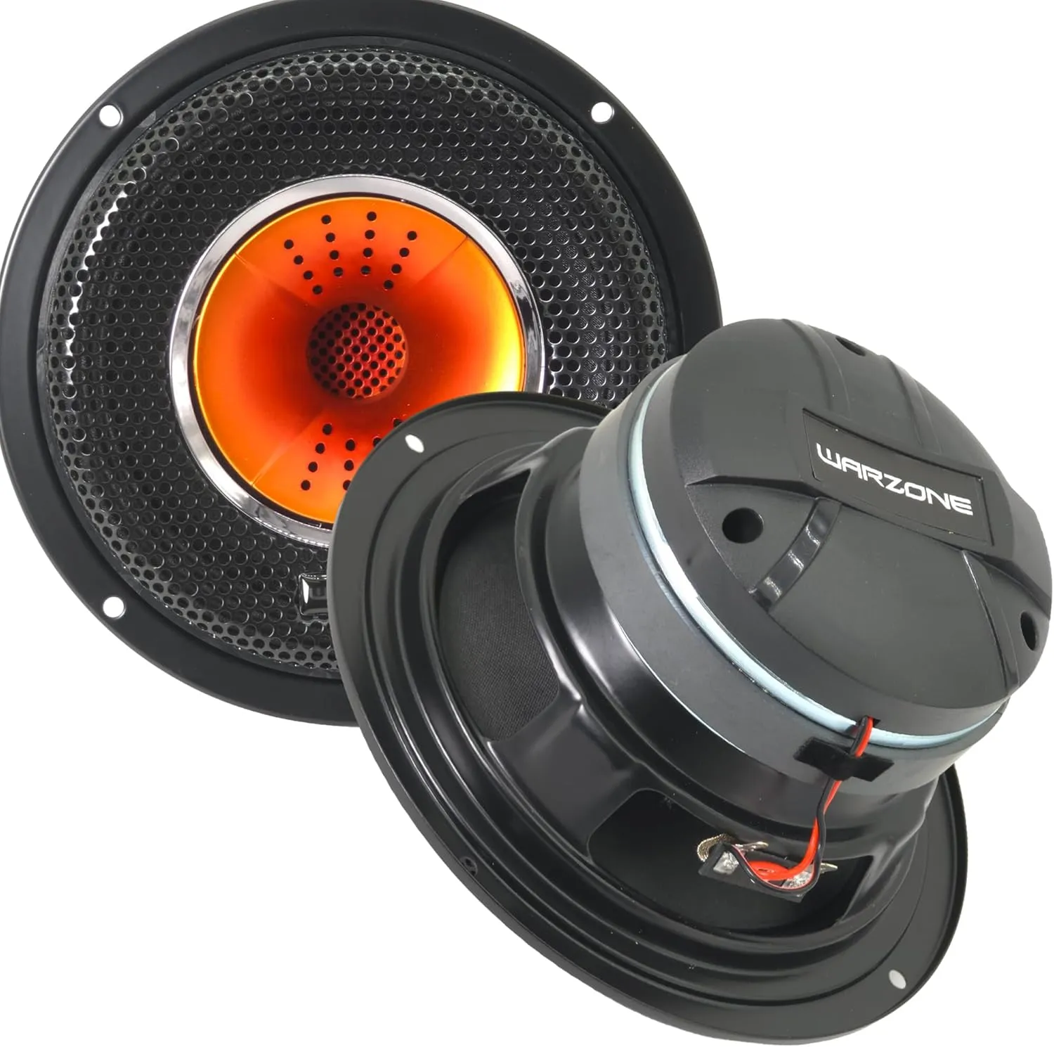 Warzone WZ65Pi 6.5-Inch Mid-Range   Driver Speaker, 1000W Max, 4 Ohms, 25oz Flux Ferrite Magnet, Aluminum Dome Tweeter for Car Audio Systems (2 Speakers)