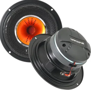 Warzone WZ65Pi 6.5-Inch Mid-Range   Driver Speaker, 1000W Max, 4 Ohms, 25oz Flux Ferrite Magnet, Aluminum Dome Tweeter for Car Audio Systems (2 Speakers)