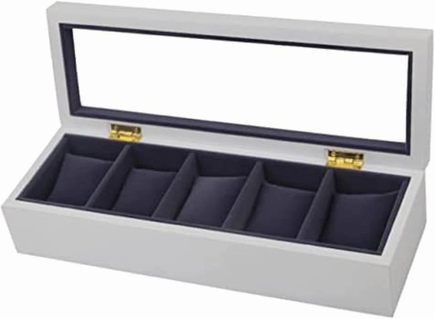 Watch Box Watch Case Watch Roll Watches Display Storage Organizer 5 Slots Wood Watch Box Clear Top Jewelry Collection Display Storage Holder,Nero,34X11.5X7.8cm