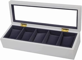 Watch Box Watch Case Watch Roll Watches Display Storage Organizer 5 Slots Wood Watch Box Clear Top Jewelry Collection Display Storage Holder,Nero,34X11.5X7.8cm