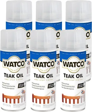 Watco Teak Oil Wood Finish Spray, 11.25 oz, Clear, 6 Pack