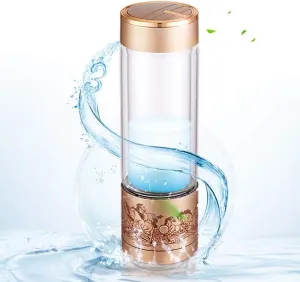 Water Purifiers, 350Ml Hydrogen Water Bottle Portable Hydrogen-Rich Water Generator USB Rechargeable Ionized Maker 5-Mins SPE/PEM Membrane Hydrogen Content Up to 800-1200 PPB