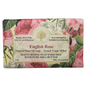 Wavertree & London English Rose Scented Natural Soap (2 Bars), 7oz Moisturizing French Triple Milled Soap Bars enriched with shea butter - Pure Plant Oil Bath & Body Soap for All Skin Types
