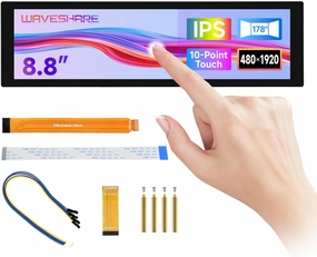 Waveshare 8.8inch DSI Capacitive Touch Display, Compatible with Raspberry Pi 5/4B/3B/CM3/3 /4， 480 × 1920, IPS, Optical Bonding Toughened Glass Panel, DSI Interface, 10-Point Touch