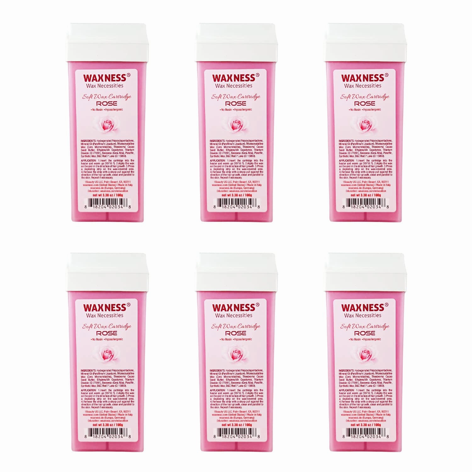 Wax Necessities Rose Soft Wax Cartridge 3.38 Ounces Pack of 6