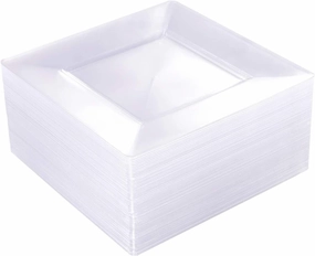 WDF 60PCS Clear Plastic Plates - Square Disposable Dessert/Salad Plates- 7inch Plastic Appetizer Plate for Wedding &Parties