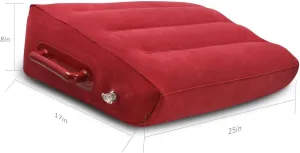 Wedge Shape Inflatable Pillow Portable Pack Sack with Handles Compressible Travel Pillow for Camping, Backpacking, Office, Road Trips, Home, Red