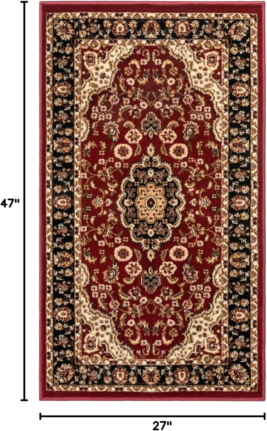 Well Woven Barclay Collection Medallion Kashan Red 2x4 (2'3" x 3'11") Area Rug - Stain & Fade Resistant - Traditional Red Rug for Living Room & Bedroom - Easy to Clean