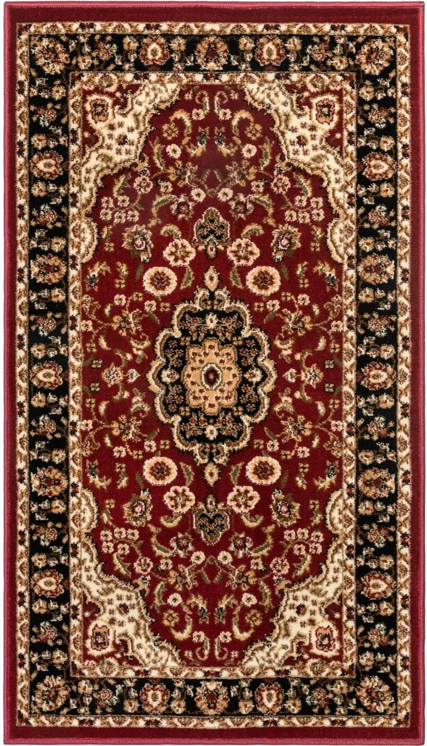 Well Woven Barclay Collection Medallion Kashan Red 2x4 (2'3" x 3'11") Area Rug - Stain & Fade Resistant - Traditional Red Rug for Living Room & Bedroom - Easy to Clean