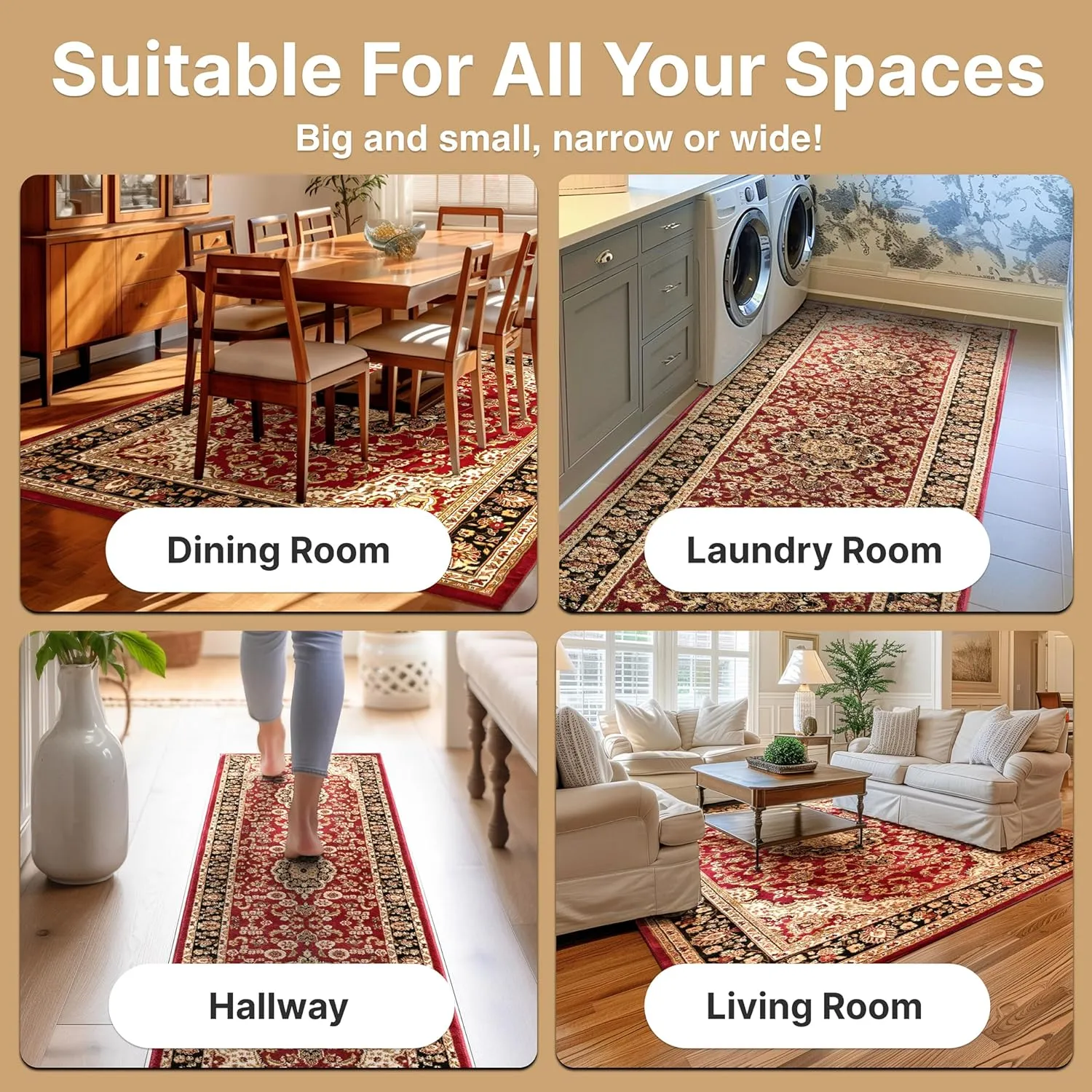 Well Woven Barclay Collection Medallion Kashan Red 2x4 (2'3" x 3'11") Area Rug - Stain & Fade Resistant - Traditional Red Rug for Living Room & Bedroom - Easy to Clean