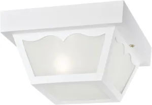 Westinghouse 6697500 Traditional One-Light Outdoor Flush-Mount Fixture, White Finish on Polypropylene, Frosted Glass Panels