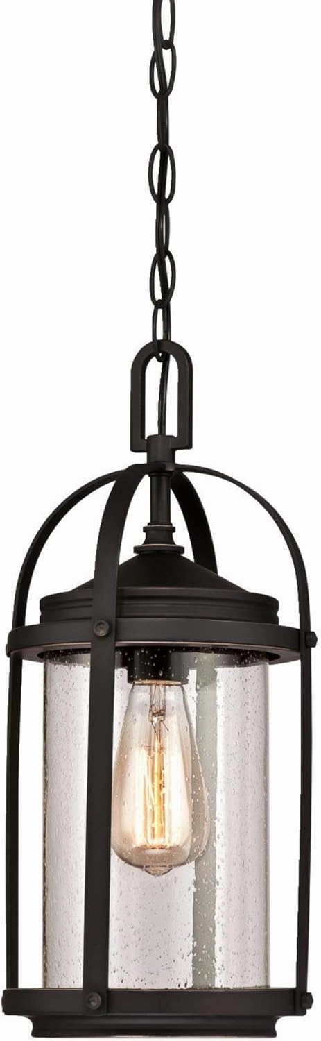 Westinghouse Lighting 6339400 Grandview One-Light Outdoor Pendant, Oil Rubbed Bronze Finish with Highlights and Clear Seeded Glass , Oil-rubbed Bronze