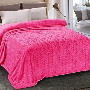 Whale Flotilla Flannel Fleece King Size Blanket for Bed, Soft Fluffy Velvet Bedspread Coverlet with Decorative Vintage Pattern for All Season, Warm and Lightweight, 90x104 Inch, Hot Pink