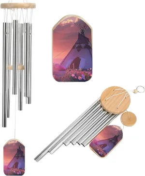 Wild Camping Sunset Wind Chimes Outside with Relaxing Rich Sound, Memorial Wind Chimes Gifts Porch Garden Backyard