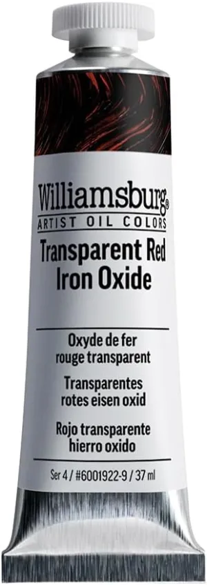Williamsburg Artist Oil Colors by GOLDEN, Transparent Red Iron Oxide, 37 ml tube, Professional Oil Paint, Transparent