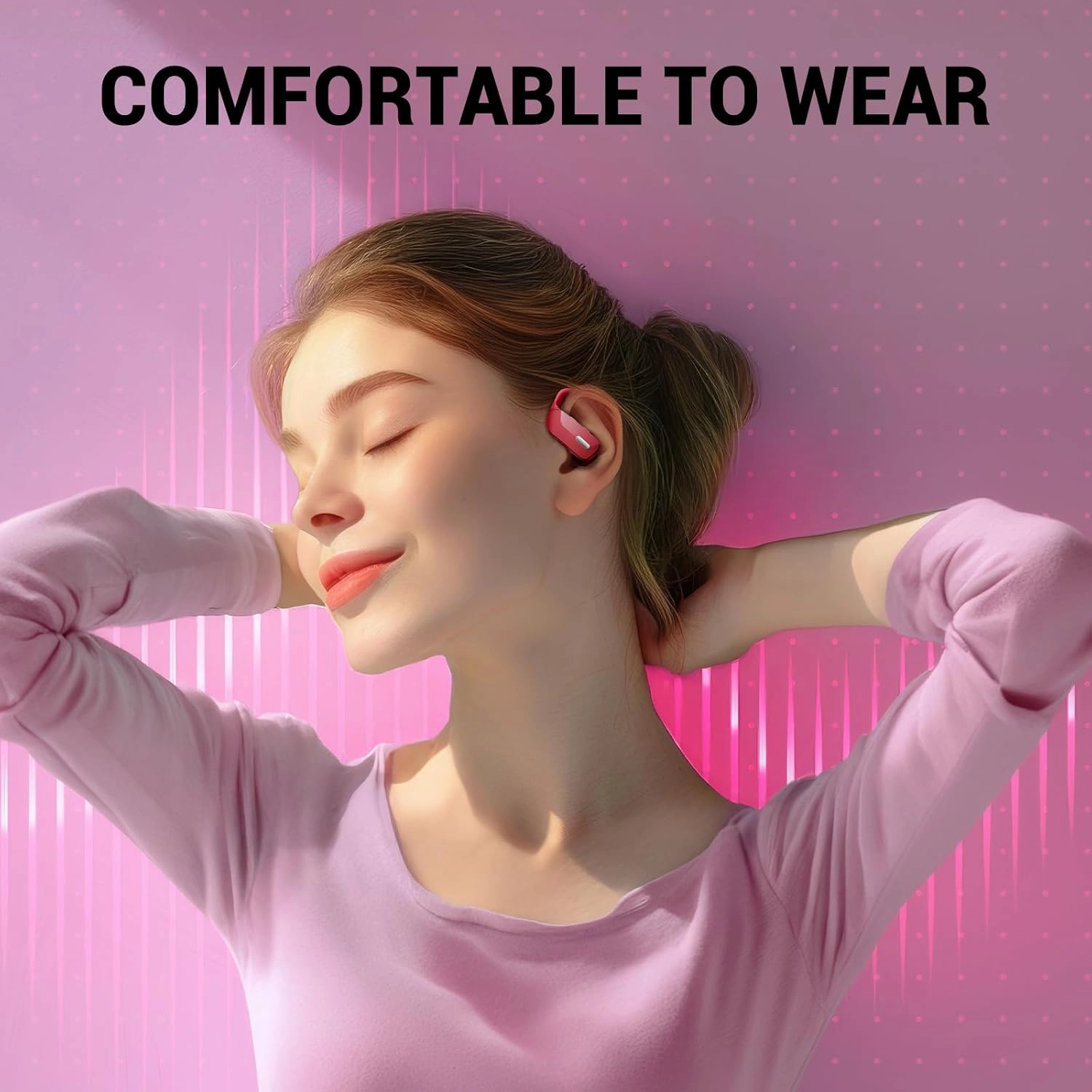 Wireless Earbuds with Earhooks 80Hrs Bluetooth Headphones Over-Ear ENC Noise Canceling Mic Earphones IP7 Waterproof Headset for Sports,Fitness,Workouts and Running Red