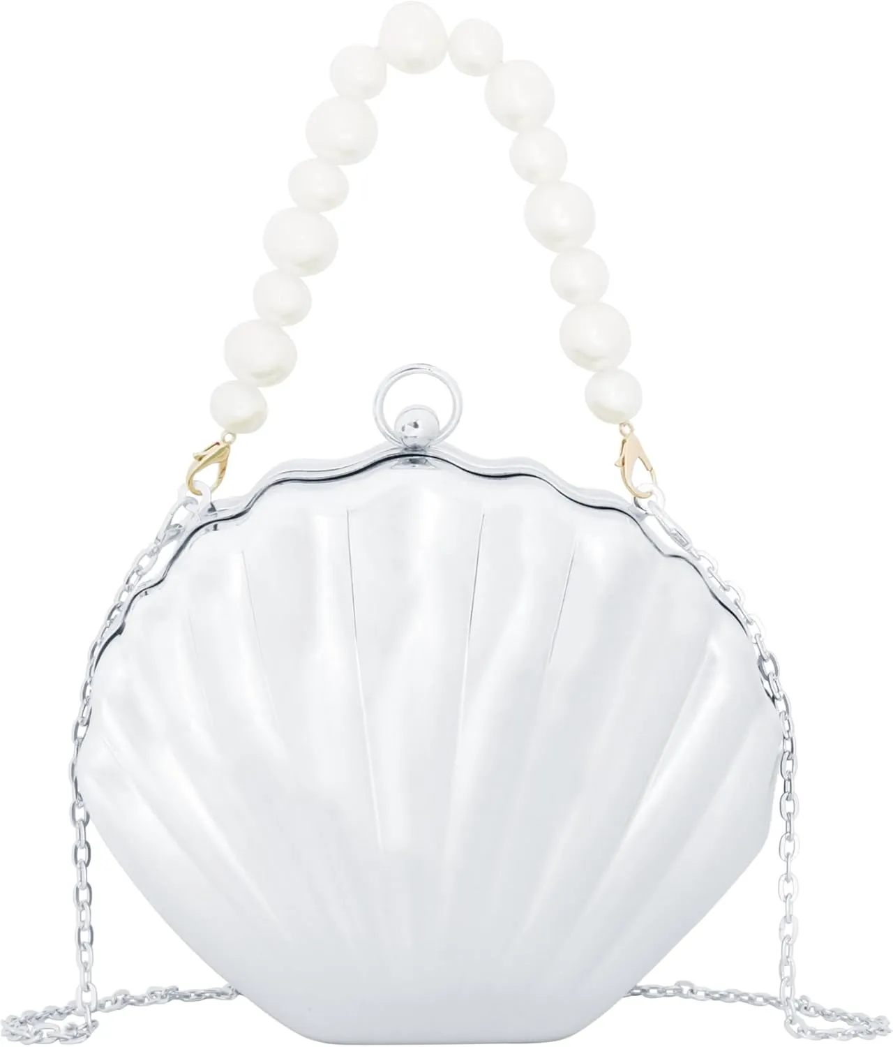 Women Evening Bag Acrylic Clutch Purse Shell Shape Shoulder Cross-body Bag Chain Box Bag