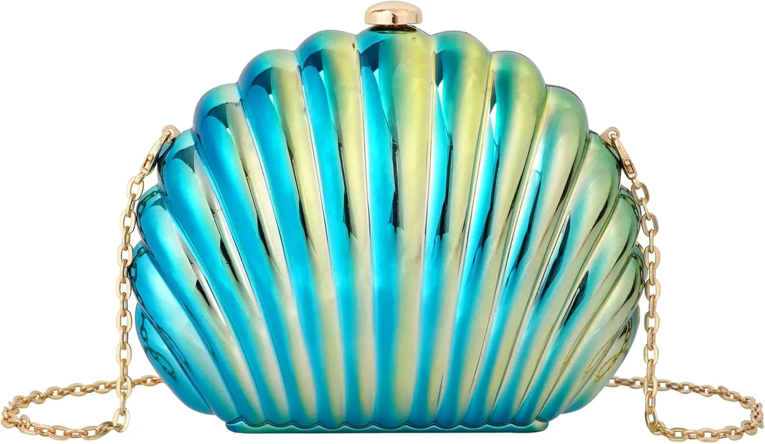 Women Evening Bag Acrylic Clutch Purse Shell Shape Shoulder Cross-body Bag Chain Box Bag