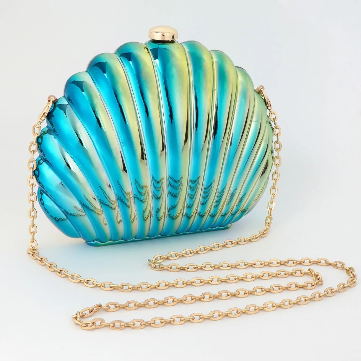 Women Evening Bag Acrylic Clutch Purse Shell Shape Shoulder Cross-body Bag Chain Box Bag