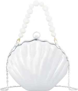 Women Evening Bag Acrylic Clutch Purse Shell Shape Shoulder Cross-body Bag Chain Box Bag