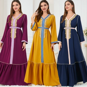 Women's Velvety Blue Long Sleeve Maxi Dress