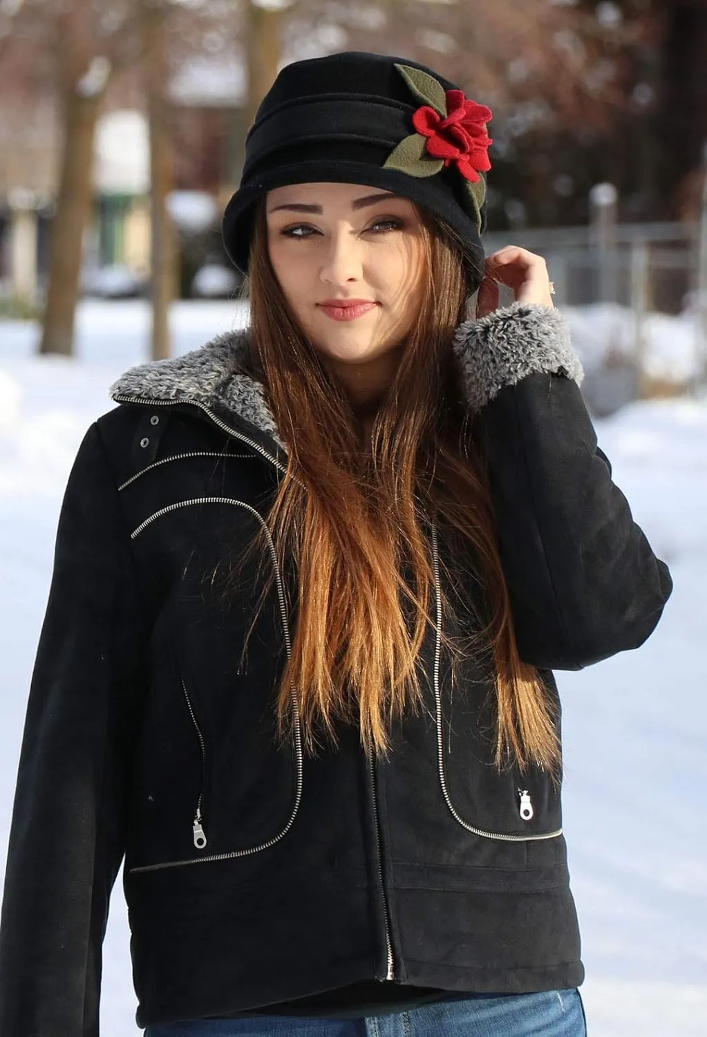Womens Hat Luxury Fleece Cloche Ladies Cancer Headwear Chemo Winter Head Coverings Plush Double Layer Olivia