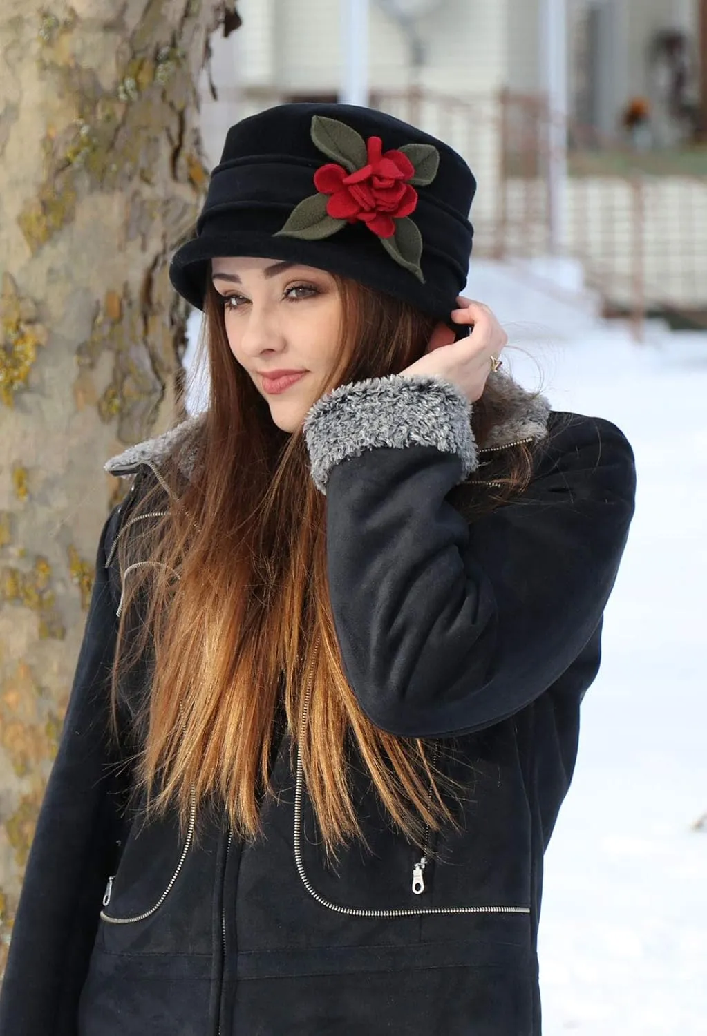 Womens Hat Luxury Fleece Cloche Ladies Cancer Headwear Chemo Winter Head Coverings Plush Double Layer Olivia