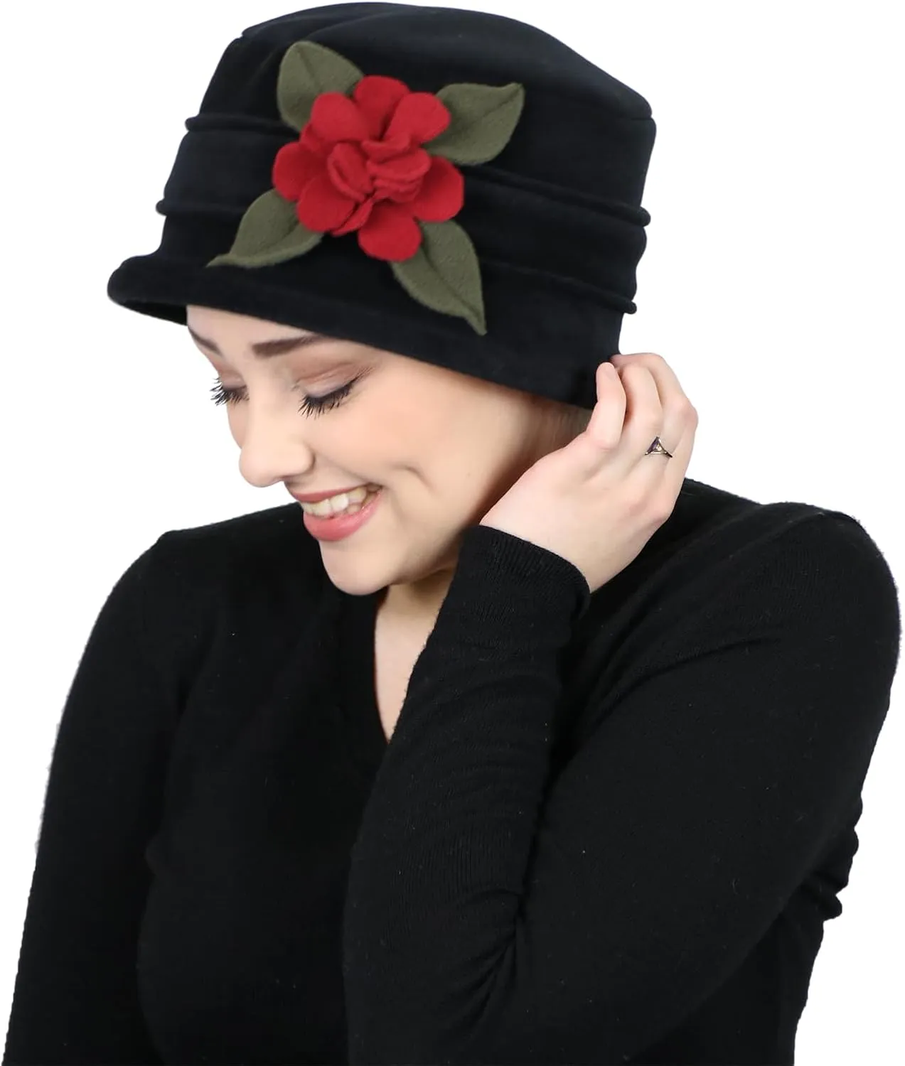 Womens Hat Luxury Fleece Cloche Ladies Cancer Headwear Chemo Winter Head Coverings Plush Double Layer Olivia