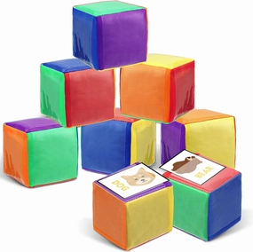 Yilloog 8 Pcs 3.15 Inch DIY Photo Pocket Dice for Classroom Large Clear Foam Dice Education Playing Game Cubes Set 6 Sided Stacking Blocks Teacher Teaching Cubes Toys for School (Multicolor)