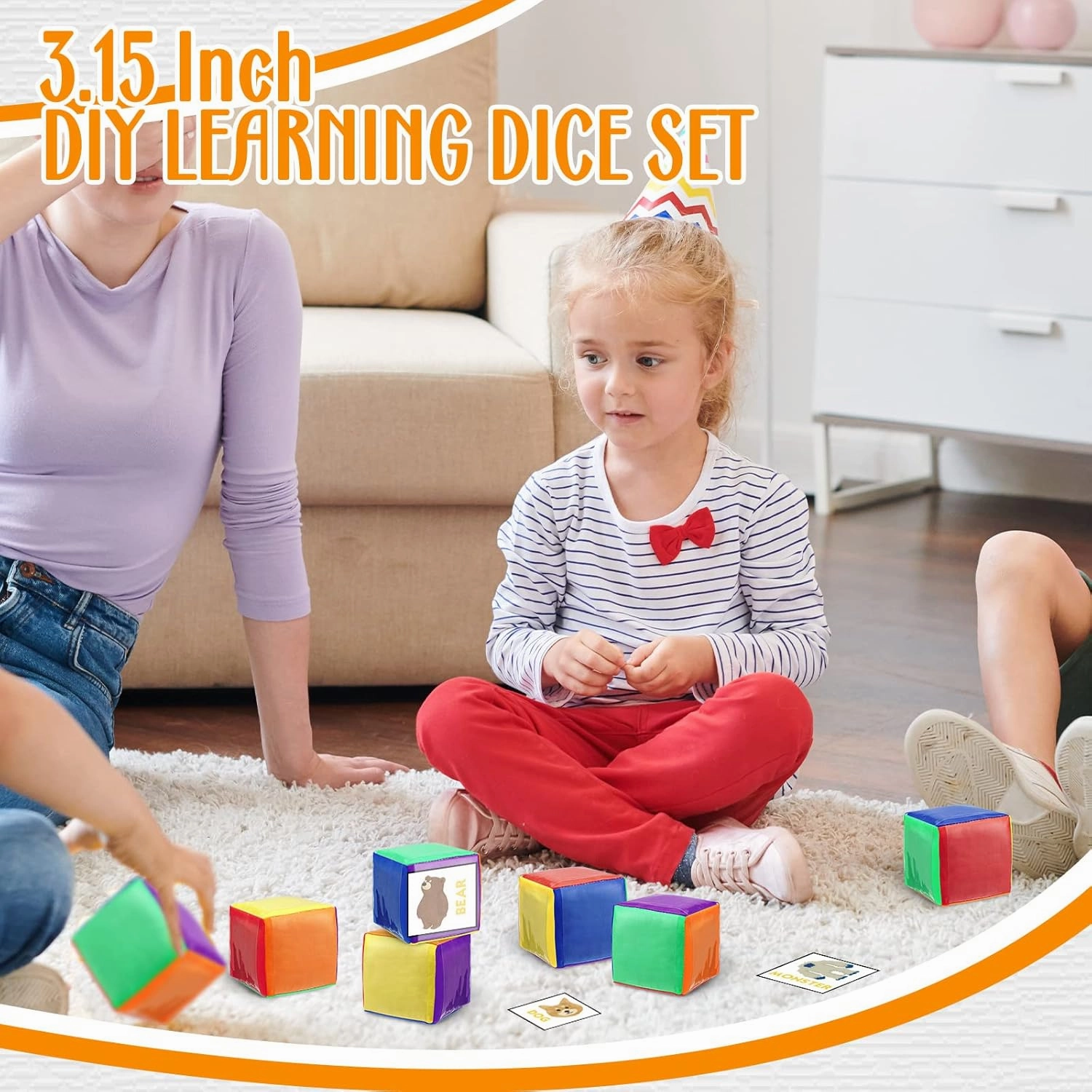 Yilloog 8 Pcs 3.15 Inch DIY Photo Pocket Dice for Classroom Large Clear Foam Dice Education Playing Game Cubes Set 6 Sided Stacking Blocks Teacher Teaching Cubes Toys for School (Multicolor)