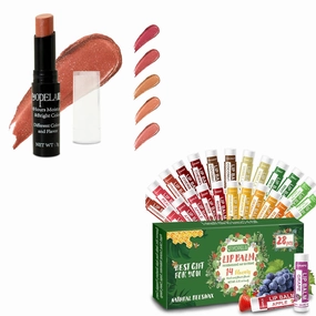 Yopela Lip Balm Tinted 5 Pack with Glitter and 14 Pcs Natural Chap Sticks Bulk for Men Women Kids