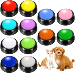 Yunsailing 12 Pcs Voice Recording Dog Buttons 30 Seconds Recordable Talking Button Communication Pet Dog Training Speaking Buttons Funny Gift for Study Office Home, 12 Color
