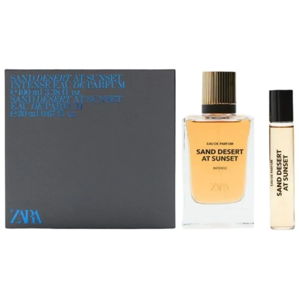 Zara Sand Desert at Sunset Intense & Original Eau de Parfum Set Men's Cologne – 100ml   20ml | Amber Floral Fragrance with Bitter Orange, Myrrh & Vanilla