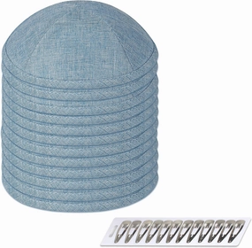 Zion Judaica Deluxe Linen Kippah Kids Yamakas Mens Ceremony Yarmulkes W/Clips