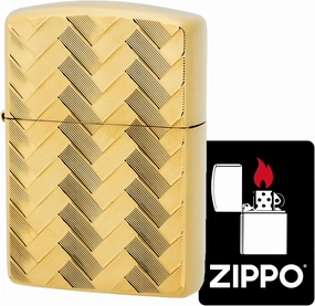 Zippo Zippo Lighter, Windproof, Brass, Armor, Pure Gold Plated, Carved, Double-Sided, Gold Wire MESH III GP