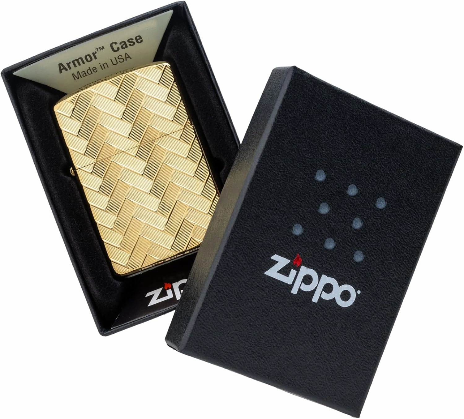 Zippo Zippo Lighter, Windproof, Brass, Armor, Pure Gold Plated, Carved, Double-Sided, Gold Wire MESH III GP